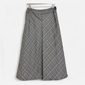 Grey and white plaid midi A-line skirt size 6